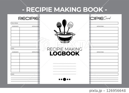 Printable Interior Pages KDP Recipe Cooking Kitchen Blank Book Vector Design Template Printable Interior Pages KDP Recipe Cooking Kitchen Blank Book Vector Design Template 126956648