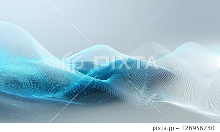 Ethereal blue waves in an abstract digital landscape, suitable for a screensaver 126956730