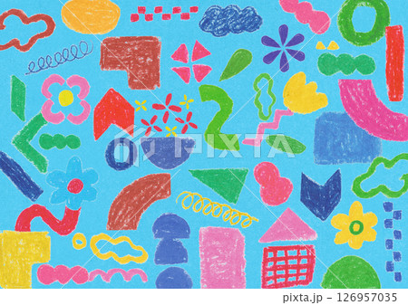 クレヨンで描いたビビットカラーイラスト B クレヨンで描いたビビットカラーイラスト B 126957035