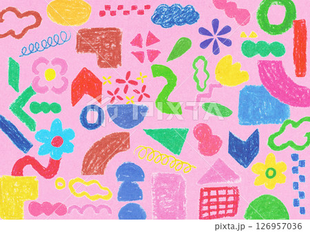 クレヨンで描いたビビットカラーイラスト C クレヨンで描いたビビットカラーイラスト C 126957036