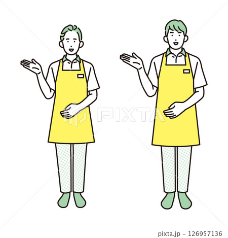 シンプル　イラスト　家事代行サービスの男性と女性 人物セット 126957136