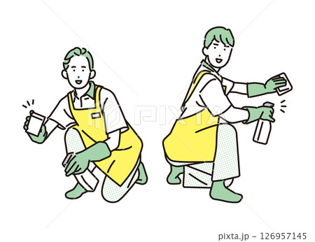 シンプル イラスト 家事代行サービスの男性と女性 人物セット シンプル イラスト 家事代行サービスの男性と女性 人物セット 126957145