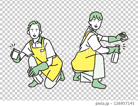 シンプル イラスト 家事代行サービスの男性と女性 人物セット シンプル イラスト 家事代行サービスの男性と女性 人物セット 126957145
