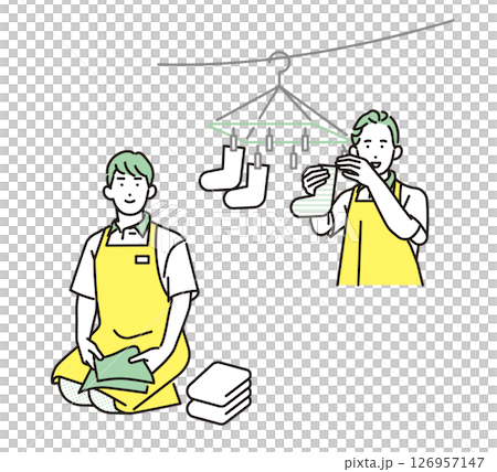 シンプル　イラスト　家事代行サービスの男性と女性 人物セット 126957147