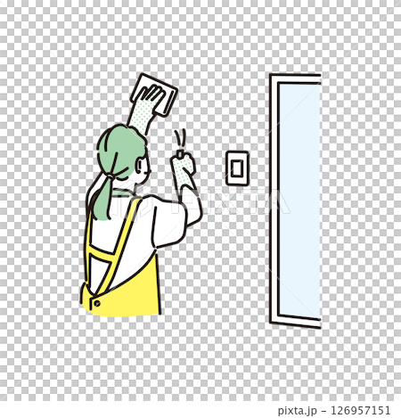 Simple illustration Housekeeping service Woman wiping the wall Person 126957151