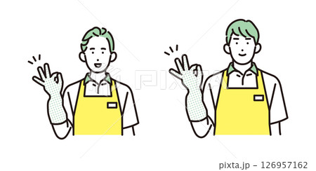 シンプル　イラスト　家事代行サービスの男性と女性 人物セット 126957162