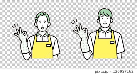 シンプル　イラスト　家事代行サービスの男性と女性 人物セット 126957162