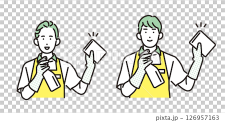 シンプル　イラスト　家事代行サービスの男性と女性 人物セット 126957163