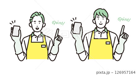 シンプル　イラスト　家事代行サービスの男性と女性 人物セット 126957164