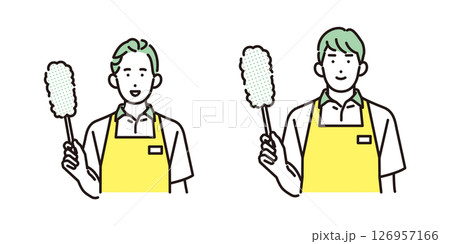 シンプル　イラスト　家事代行サービスの男性と女性 人物セット 126957166