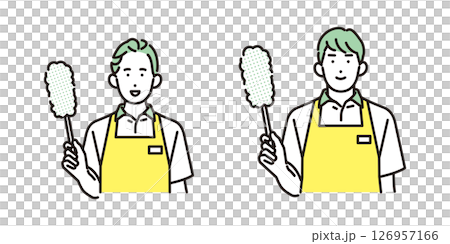 在家事服務中工作的一名男子和一名女子的簡單說明 126957166