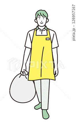 シンプル　イラスト　家事代行サービス ゴミ捨てをする男性 人物 126957167
