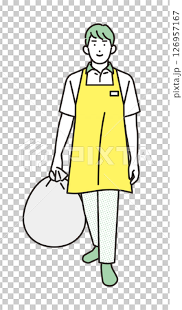 シンプル　イラスト　家事代行サービス ゴミ捨てをする男性 人物 126957167