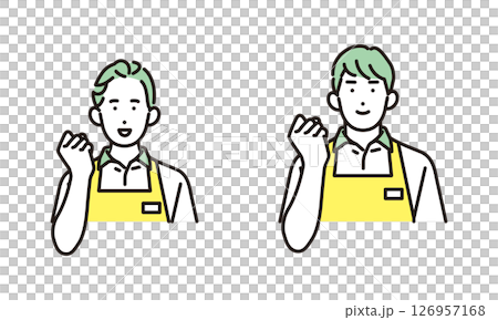 シンプル　イラスト　家事代行サービスの男性と女性 人物セット 126957168