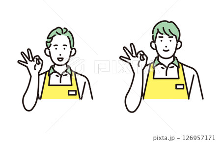 シンプル　イラスト　家事代行サービスの男性と女性 人物セット 126957171