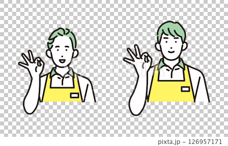 シンプル　イラスト　家事代行サービスの男性と女性 人物セット 126957171