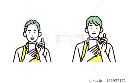 シンプル　イラスト　家事代行サービスの男性と女性 人物セット 126957172