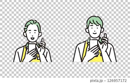 シンプル　イラスト　家事代行サービスの男性と女性 人物セット 126957172