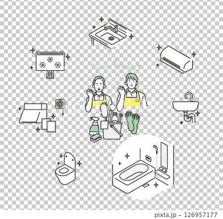 シンプル　イラスト　家事代行サービスの男性と女性 人物セット 126957177