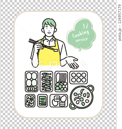 シンプル　イラスト　料理代行のイメージのベクターイラスト 126957179
