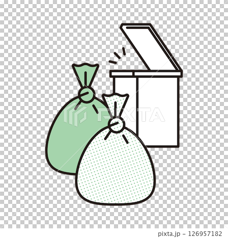 Simple illustration of a garbage bag and a garbage can vector illustration 126957182