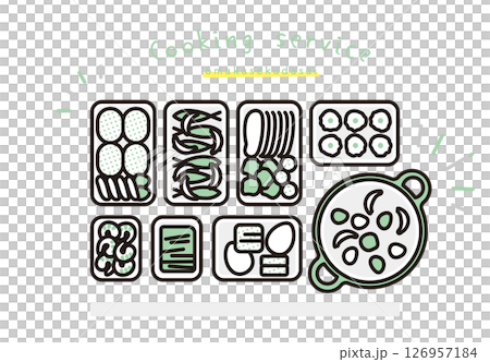 シンプル　イラスト　料理代行のイメージのベクターイラスト 126957184