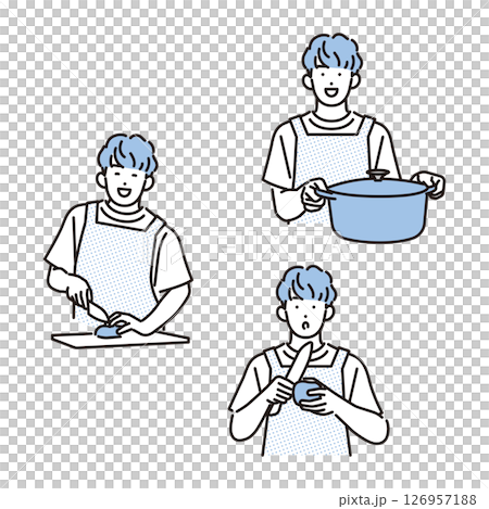 シンプル イラスト 笑顔で料理をする男性 人物 シンプル イラスト 笑顔で料理をする男性 人物 126957188
