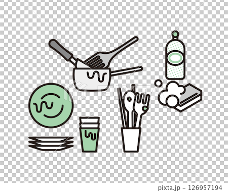 シンプル イラスト 汚れた食器のベクターイラスト シンプル イラスト 汚れた食器のベクターイラスト 126957194