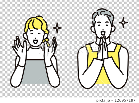 Simple illustration of a smiling young couple Simple illustration of a smiling young couple 126957197