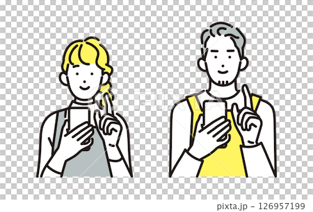 シンプル　イラスト　笑顔の若い夫婦 人物 126957199