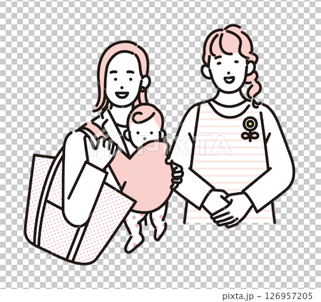 簡單的例子：年輕的女保母、嬰兒和母親 126957205