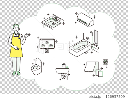 一位在家政服務機構工作的女性的簡單插圖 126957209