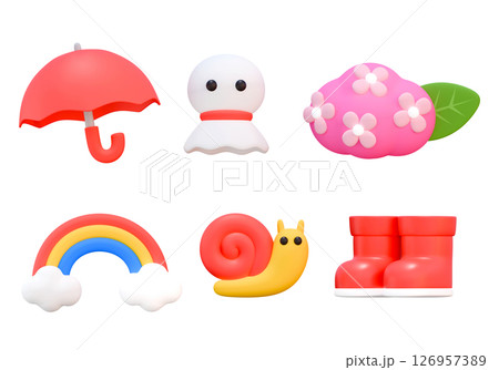 可愛い梅雨アイコン(赤色) 可愛い梅雨アイコン(赤色) 126957389
