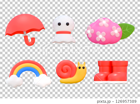 Cute rainy season icon (red) 126957389