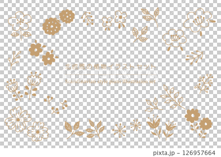 Scandinavian style plant line art set, gold 126957664