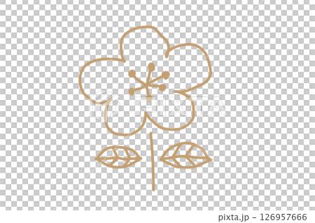 北欧風の手描き花ベクターイラスト 金 北欧風の手描き花ベクターイラスト 金 126957666