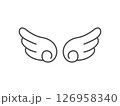 シンプルな天使の羽のアイコン,白,線画,イラスト 126958340