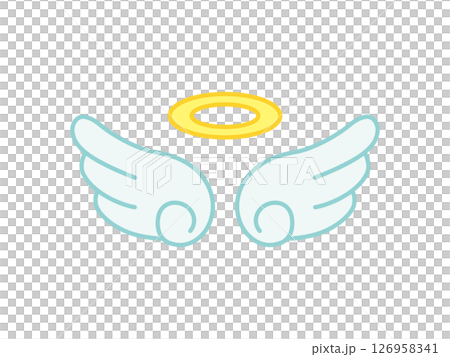 Simple angel wings and halo icon, color, illustration 126958341