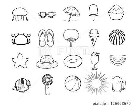 夏のシンプルなイラストセット 126958676