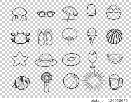 夏のシンプルなイラストセット 126958676