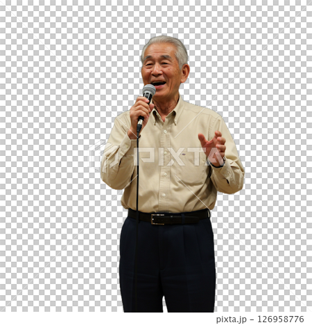 Elderly man singing karaoke 126958776