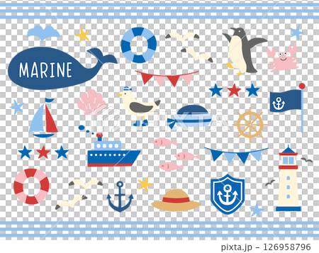 夏季海洋插畫素材集 夏季海洋插畫素材集 126958796