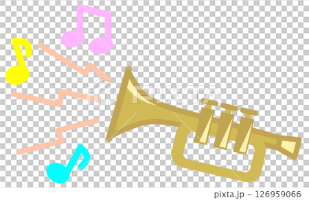 コンサートや演奏会で管楽器を吹いてメロディーを演奏するイラスト 126959066