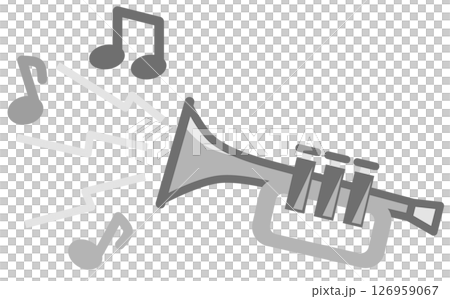 Illustration of a man playing a melody on a wind instrument at a concert or recital 126959067