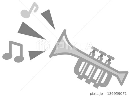 コンサートや演奏会で管楽器を吹いてメロディーを演奏するイラスト 126959071