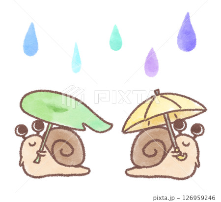 傘をさしているカタツムリのイラスト 126959246
