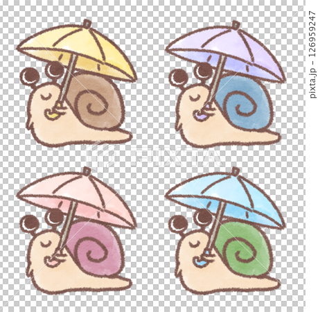 Illustration of a snail holding an umbrella 126959247