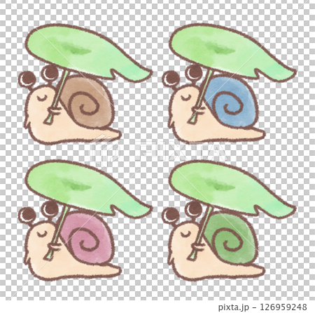 蝸牛撐著葉傘的插圖 126959248