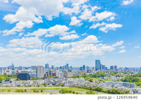 青葉城址より新緑の仙台市全景 126959640
