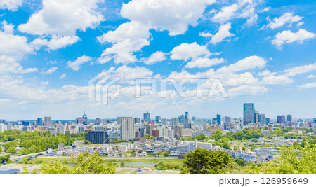 青葉城址より新緑の仙台市全景 青葉城址より新緑の仙台市全景 126959649